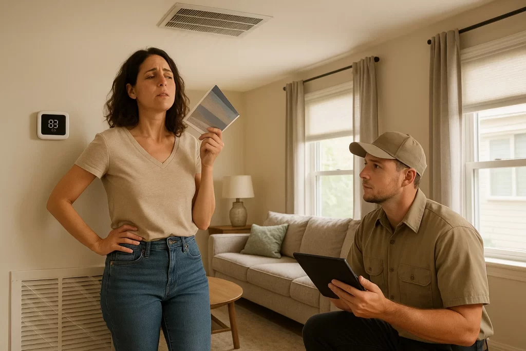 Homeowner and HVAC technician address warm AC airflow in Ottawa home
