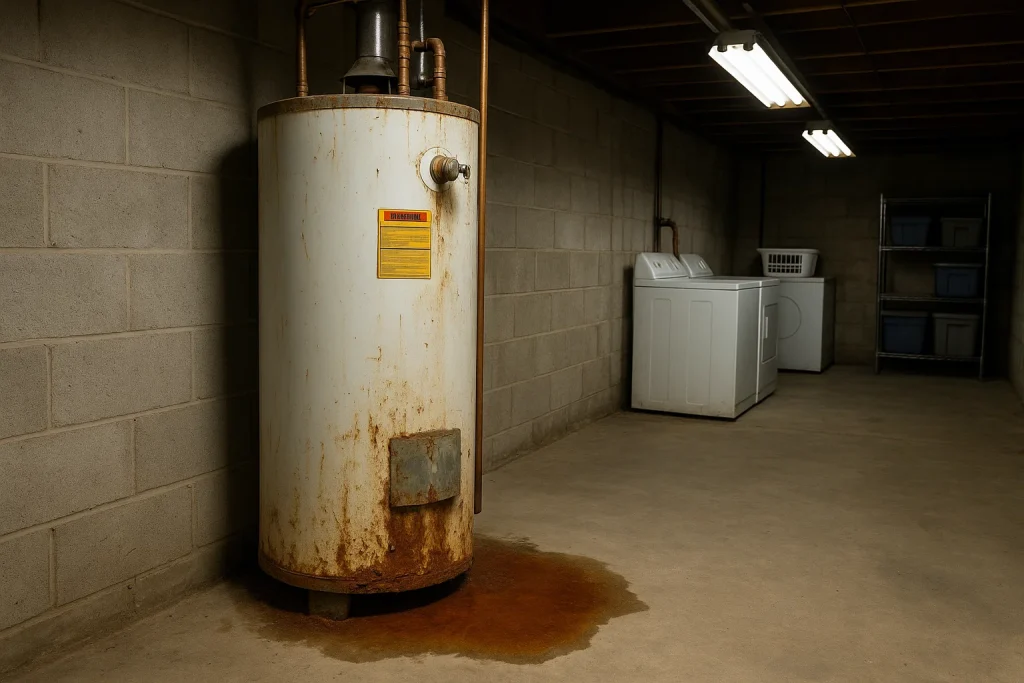 An old leaking water heater.